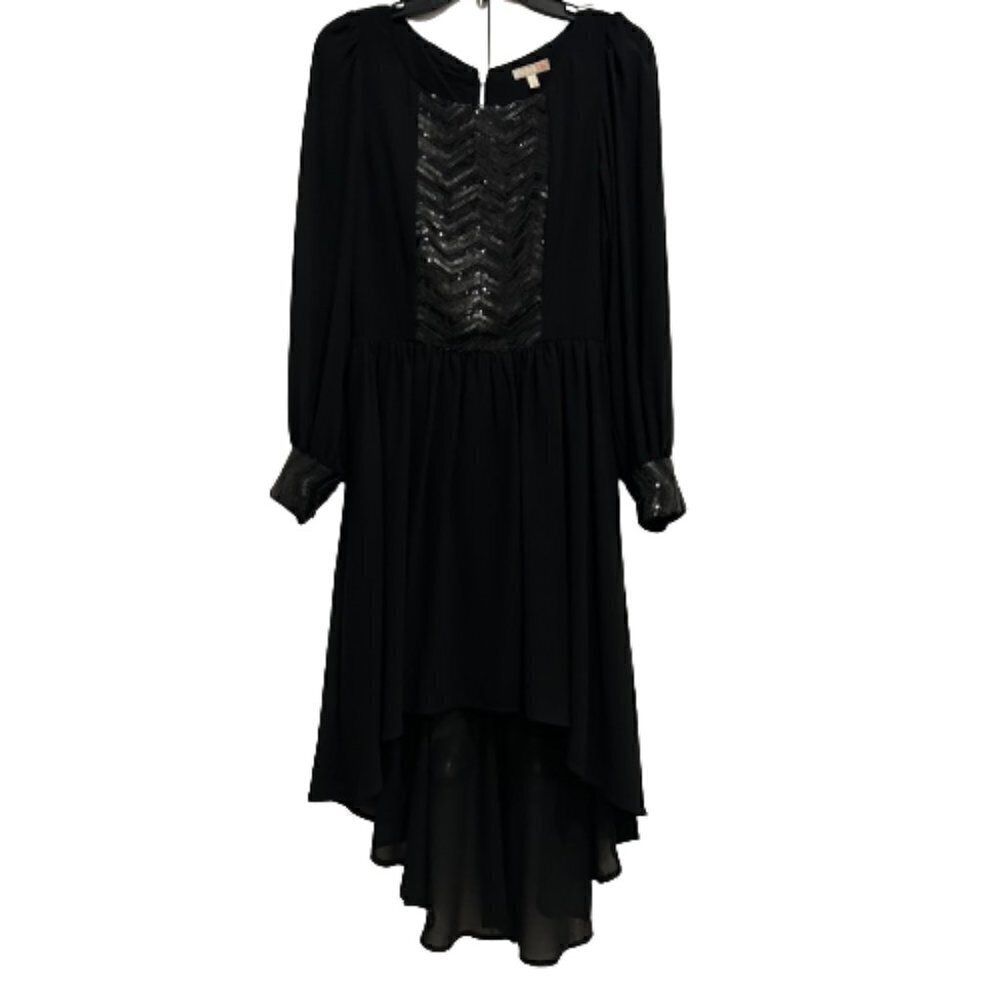 GB Black Sequin High Low Long Sleeve Dress Junior Size 9